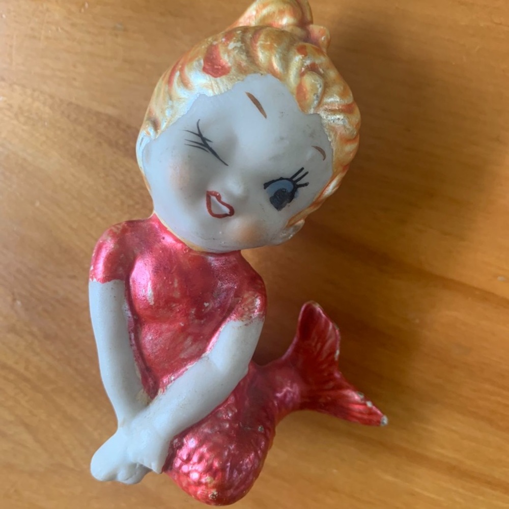 ANTIQUE Vintage Kitsch Kenmar Mermaid Trinket Collectible